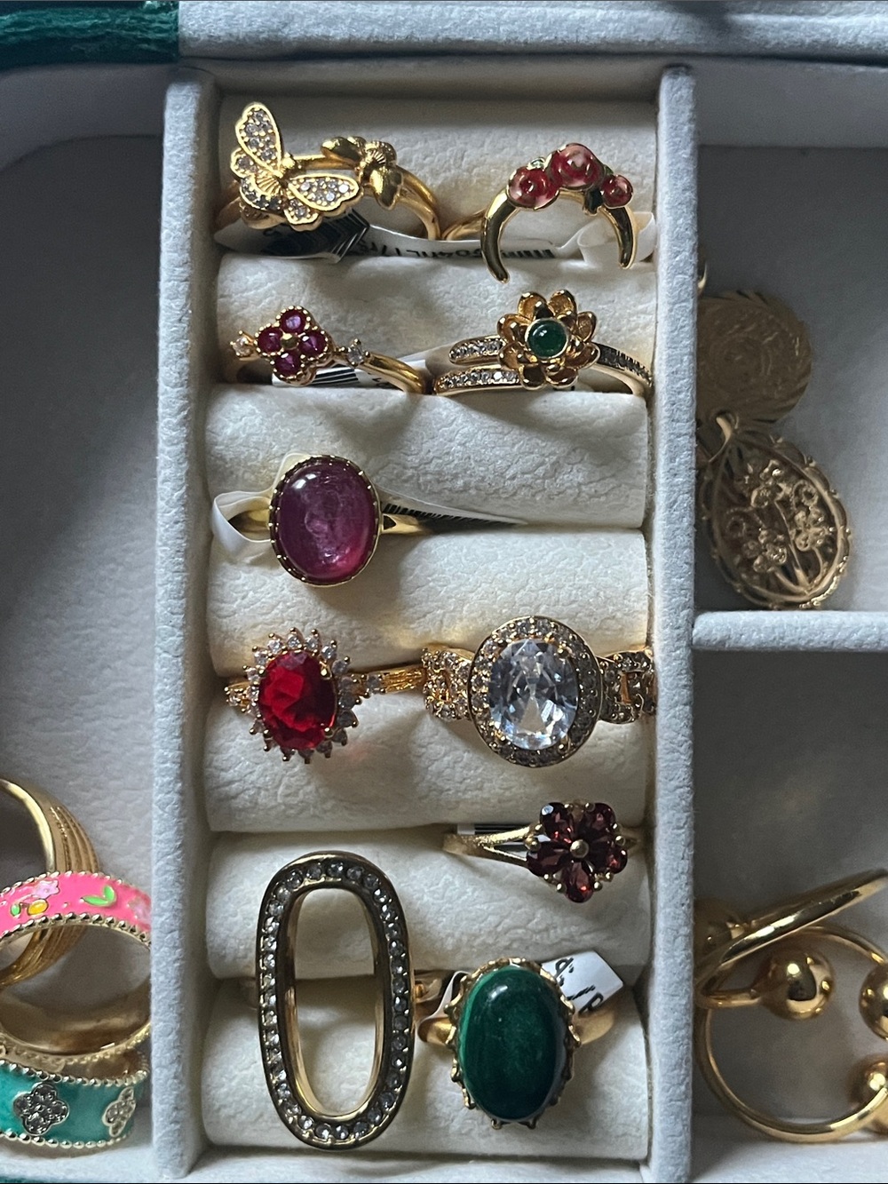 Gold Plated Women’s Red, Pink, Green and Clear Gemstones- see description